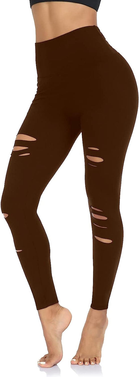 High Waisted Womens Black Workout Leggings - Running Tummy Control Yoga Pants